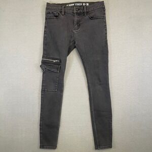 HT Denim Stinger Cargo Skinny Jeans Mens 30x30 Black Moto Utility Stretch Pants